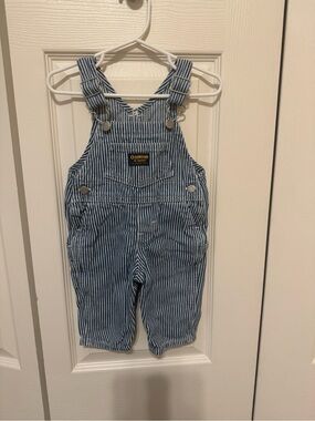 Vintage OshKosh Overalls Light Blue White Stripe 6-9 Months Vestbak